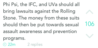 Illustration for article titled Here's What UVA Students Are Saying About Rolling Stone on YikYak